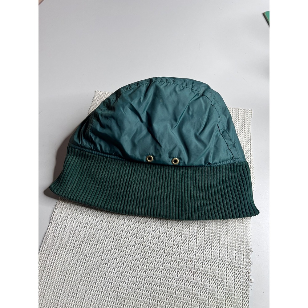 80s Vintage Eddie Bauer Goose Down Insulated Hat Mens Green Ribbed Knit Brim M